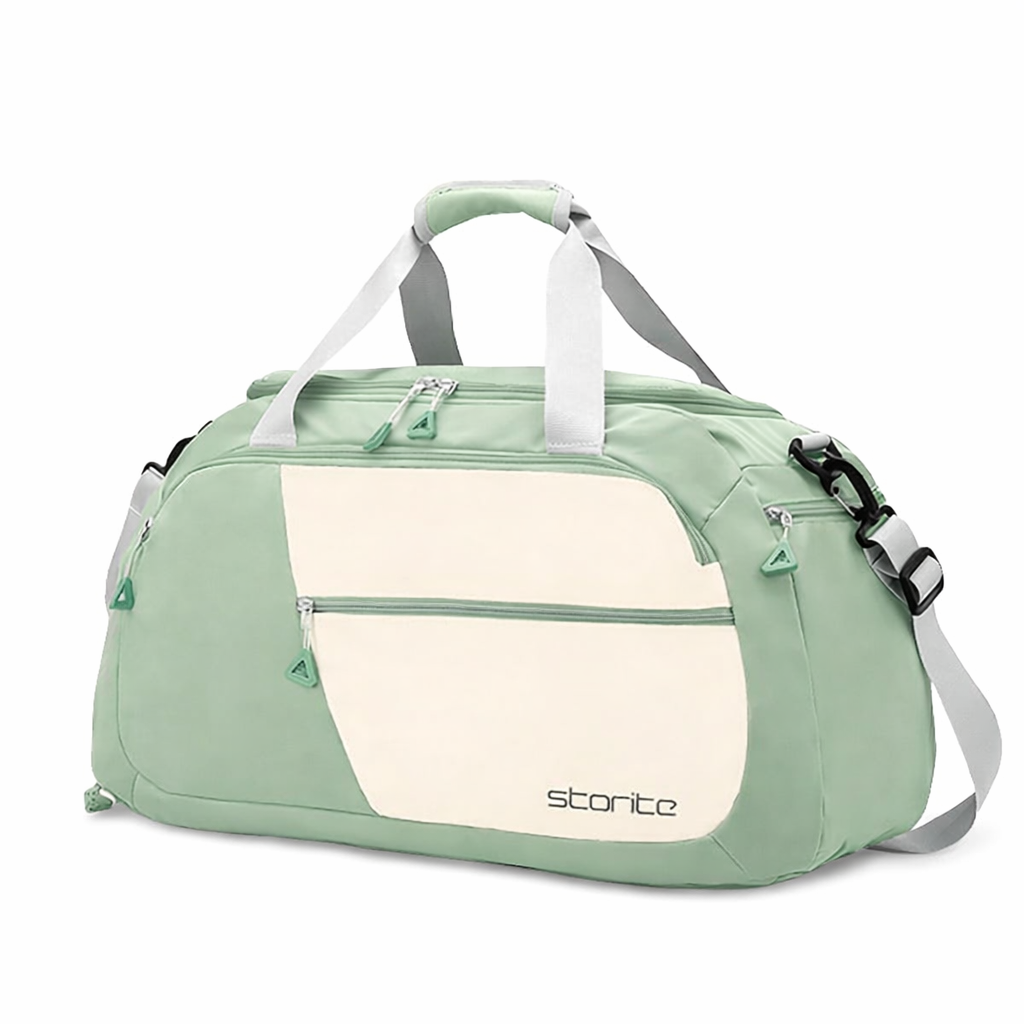 Storite Nylon 54 Cm Imported Multi Purpose Travel Duffle Bag for Women with Dry and Wet Pocket, Lightweight Waterproof Backpack Carry Luggage Bag with Shoe Compartment (Pista Green, 53 x 23 x 24 cm)