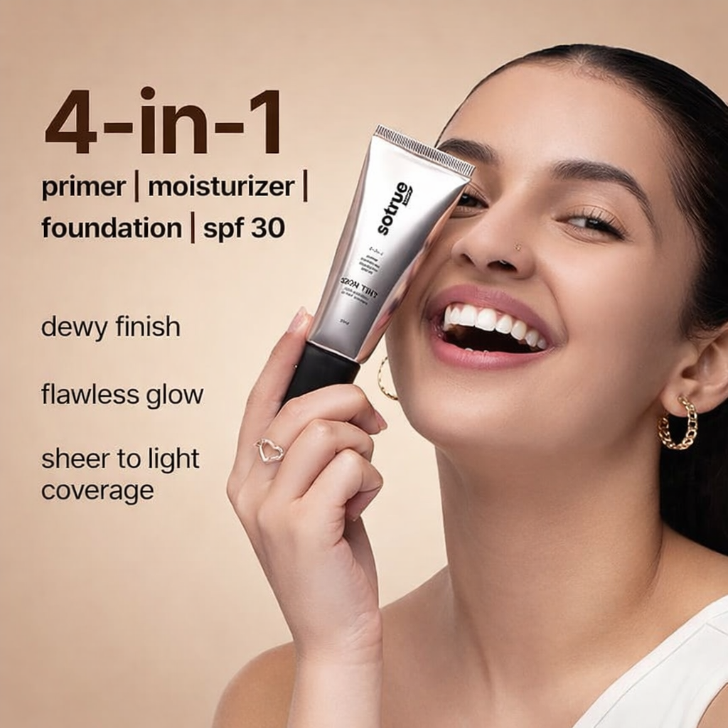 Sotrue 4-in-1 Skin Tint with SPF 30, Light Coverage, Dewy Finish, Hydrating & Priming Formula with Collagen Peptide, NMF Complex & Vitamin E – Foxnut
