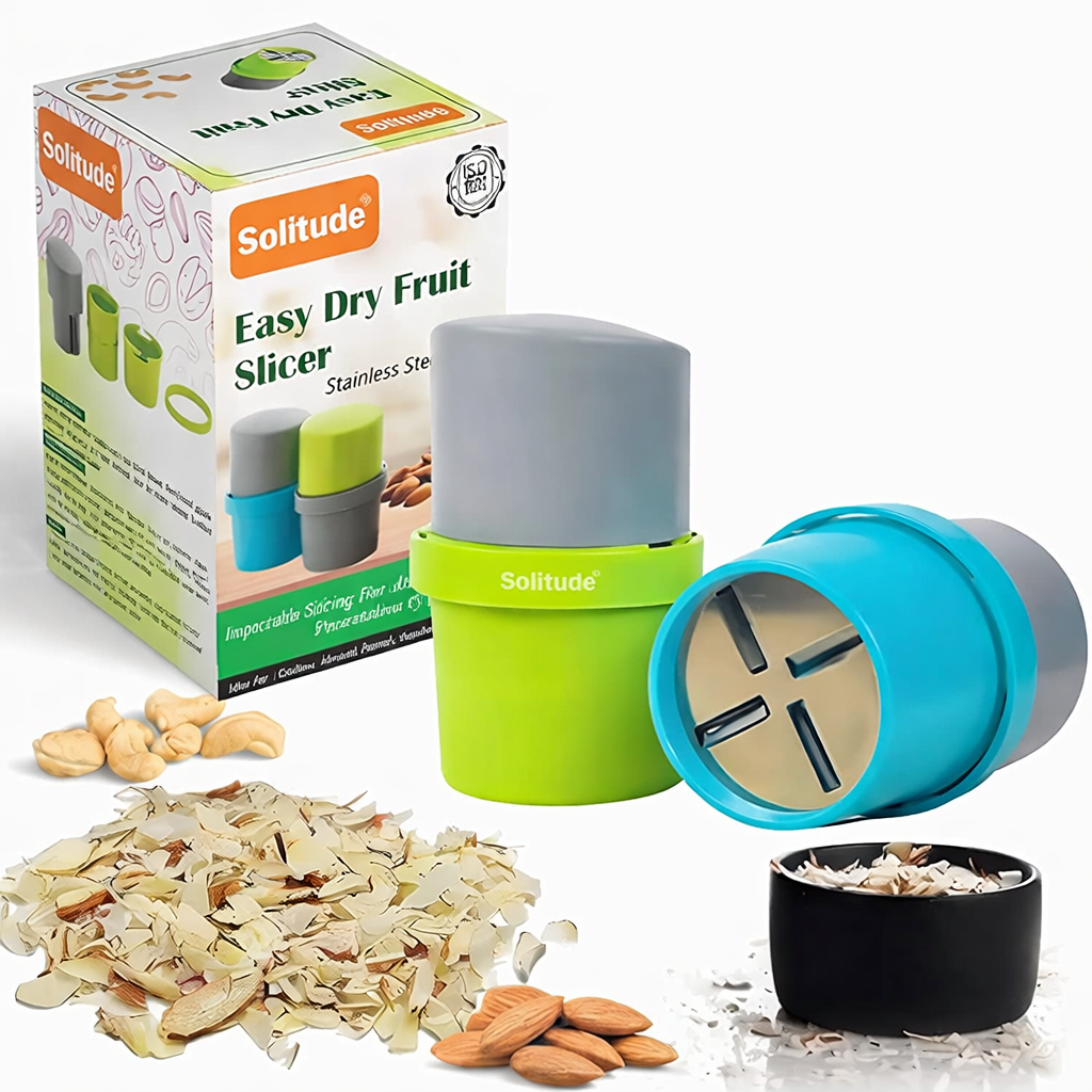 Solitude Dry Fruit Cutter, Slicer, Grinder, Chocolate Cutter and Butter Slicer with 3 in 1 Blade Kitchen Tools, Gadgets for Almonds, Cashews etc (Stainless Steel, 1 Piece)