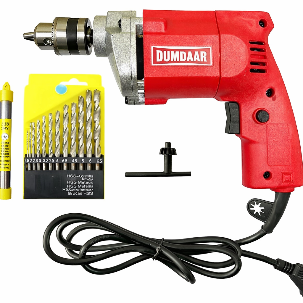 Inditrust Dumdaar TR Red 10mm Electric Drill Machine with13pcs HSS 1 masonry bit Drill Bits